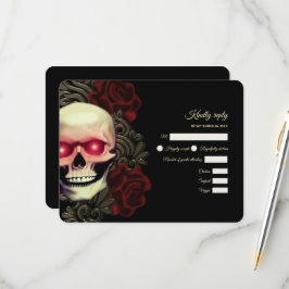 Beängstigender rötlich-blumiger dunkelgotischer Sc RSVP Karte