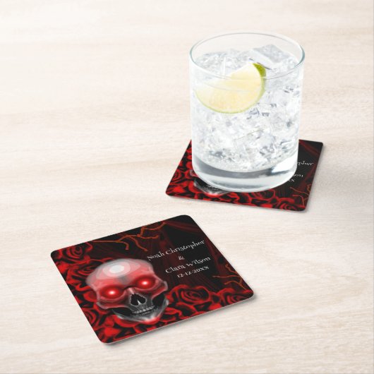 Beängstigender rötlich-blumiger, dunkelmoodisch-go rechteckiger pappuntersetzer (Vor Ort)