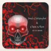 Beängstigender rötlich-blumiger, dunkelmoodisch-go rechteckiger pappuntersetzer (Vorderseite)