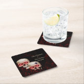 Beängstigender rötlich-blumiger, dunkelmoodisch-go rechteckiger pappuntersetzer (Vor Ort)