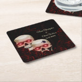 Beängstigender rötlich-blumiger, dunkelmoodisch-go rechteckiger pappuntersetzer (angewinkelt)