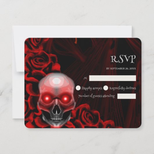 Beängstigender rötlich-blumiger, dunkelmoodisch-go RSVP karte (Vorderseite)