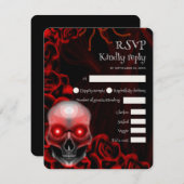 Beängstigender rötlich-blumiger, dunkelmoodisch-go RSVP karte (Vorne/Hinten)