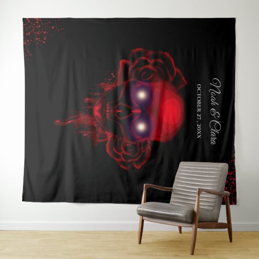 Beängstigender rötlich-blumiger, dunkelmoodisch-go wandteppich (Beispiel (Horizontal))