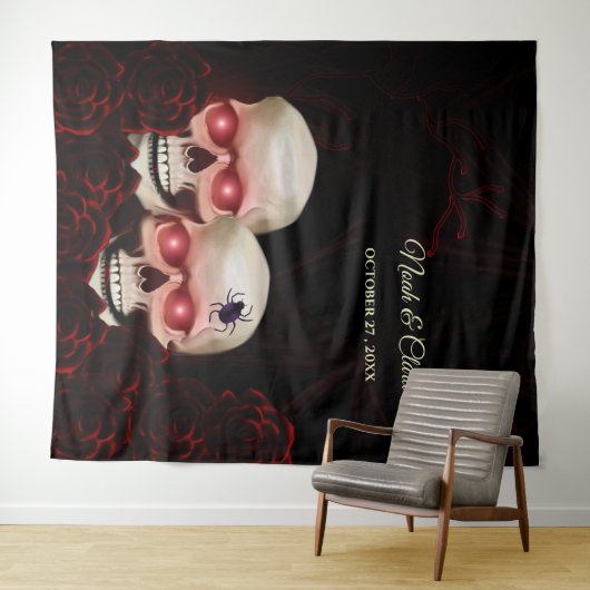 Beängstigender rötlich-blumiger, dunkelmoodisch-go wandteppich (Beispiel (Horizontal))