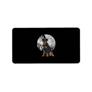 Beängstigender Rottweiler Hund Hexenhut Halloween Adressaufkleber