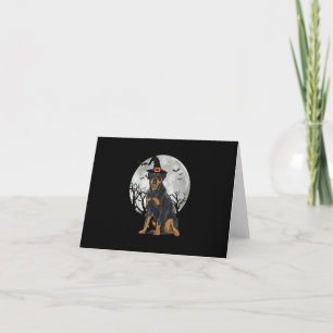 Beängstigender Rottweiler Hund Hexenhut Halloween Dankeskarte