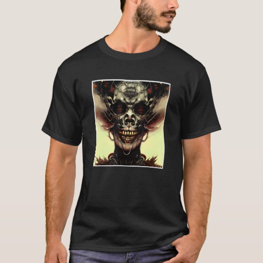 Beängstigender Schädel Horror Albtraum Creepe Gesi T-Shirt (Vorderseite)