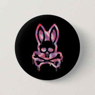Beängstigender Schädel und Kreuzknochen D Kaninche Button