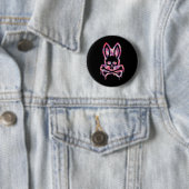 Beängstigender Schädel und Kreuzknochen D Kaninche Button (Beispiel)