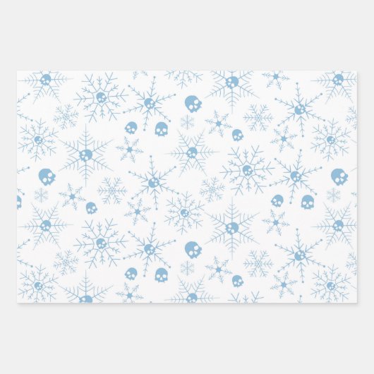 Beängstigender Schädel Weihnachten Schneeflocken Geschenkpapier Set (Vorderseite 2)