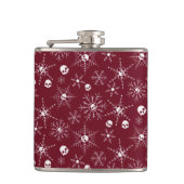 Beängstigender Schädel Weihnachten Schneeflocken r Flachmann (Vorderseite)