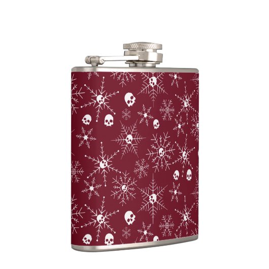 Beängstigender Schädel Weihnachten Schneeflocken r Flachmann (Rechts)