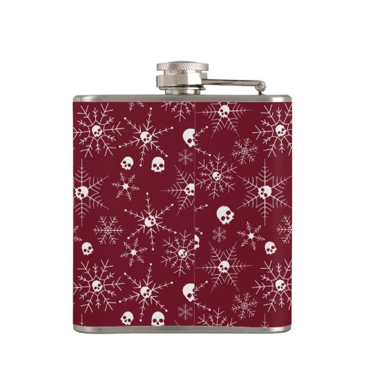 Beängstigender Schädel Weihnachten Schneeflocken r Flachmann (Rückseite)
