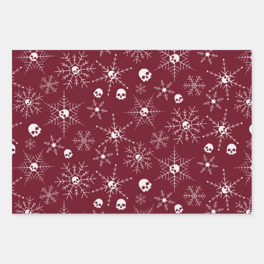 Beängstigender Schädel Weihnachten Schneeflocken r Geschenkpapier Set (Vorderseite)