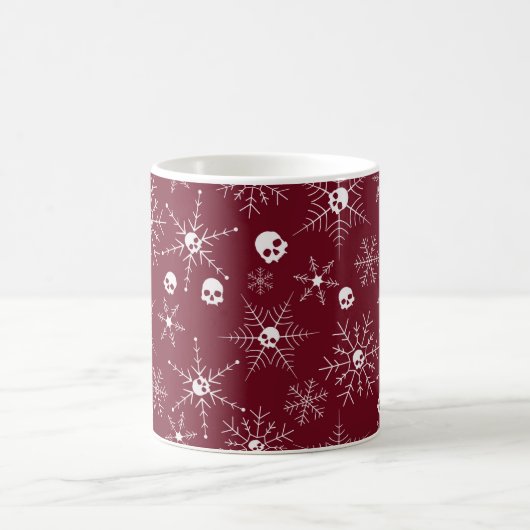 Beängstigender Schädel Weihnachten Schneeflocken r Kaffeetasse (Mittel)