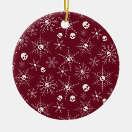 Beängstigender Schädel Weihnachten Schneeflocken r Keramik Ornament