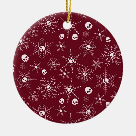 Beängstigender Schädel Weihnachten Schneeflocken r Keramik Ornament (Vorne)