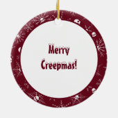 Beängstigender Schädel Weihnachten Schneeflocken r Keramik Ornament (Hinten)
