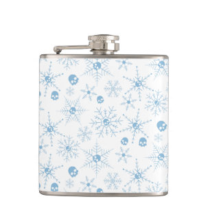 Beängstigender Schädel Weihnachten Schneeflocken w Flachmann