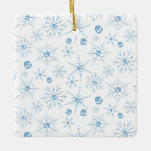 Beängstigender Schädel Weihnachten Schneeflocken w Keramikornament