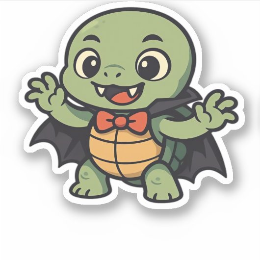 Beängstigender Schildkrötenvampir Halloween Oversi Aufkleber (Vorderseite)