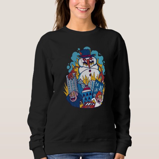 Beängstigender Schneemann zerstört Sweatshirt (Vorderseite)