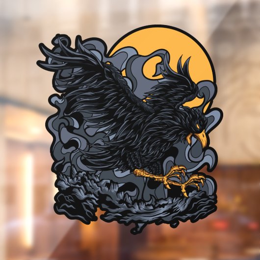 Beängstigender Schwarzer Crow-Moon Fensteraufkleber (Blatt 2)