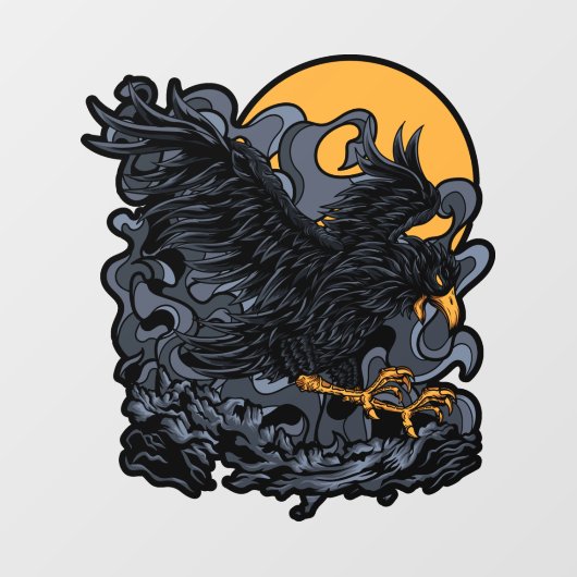 Beängstigender Schwarzer Crow-Moon Fensteraufkleber (Blatt)