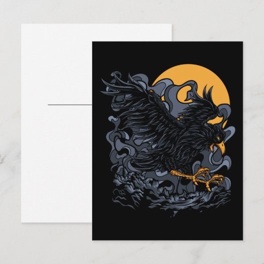 Beängstigender Schwarzer Crow-Moon Postkarte (Vorne/Hinten)