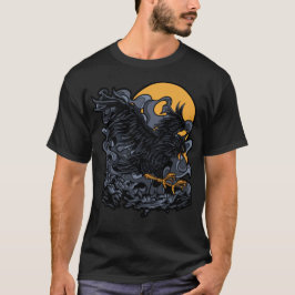 Beängstigender Schwarzer Crow-Moon T-Shirt