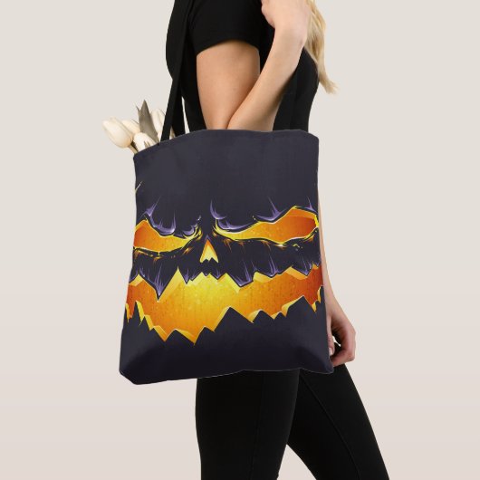 Beängstigender Schwarzer Jack O'lantern Tasche (Von Nahem)