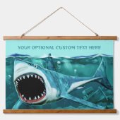 Beängstigender Shark-Text Wandteppich Mit Holzrahmen (Vorne)