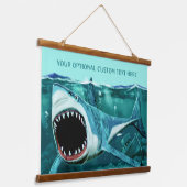 Beängstigender Shark-Text Wandteppich Mit Holzrahmen (Gewinkelt)