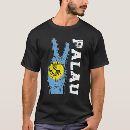 Beängstigender Sieg zwei Fingers Palau Flag Patrio T-Shirt (Vorderseite)