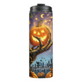 Beängstigender Skelettkürbis Thermosbecher (Vorderseite)
