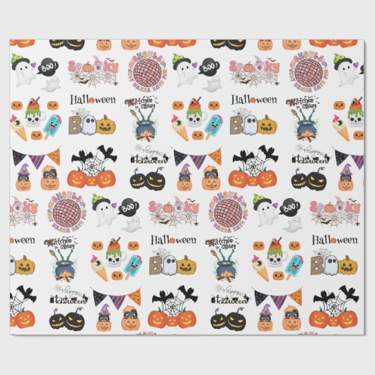 Beängstigender Spaß und unheimlich Halloween Geschenkpapier (Flach)