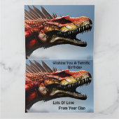 Beängstigender Spinosaurus Dinosaurier, große Gebu Karte (Innenseite)