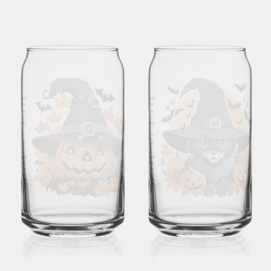 Beängstigender und Niedlicher Trick oder Treff Hal Dosenglas (Rückseite)