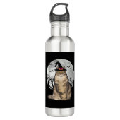 Beängstigender Waldkatze, Hexenhut Halloween Edelstahlflasche (Vorderseite)