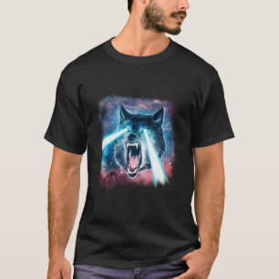 Beängstigender Weißwolf in Raumlasern realistische T-Shirt