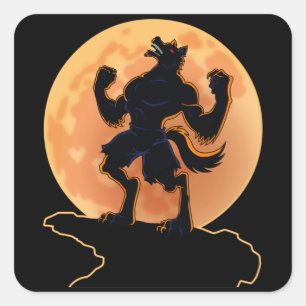 Beängstigender Werewolf Howling Trick oder Treat H Quadratischer Aufkleber