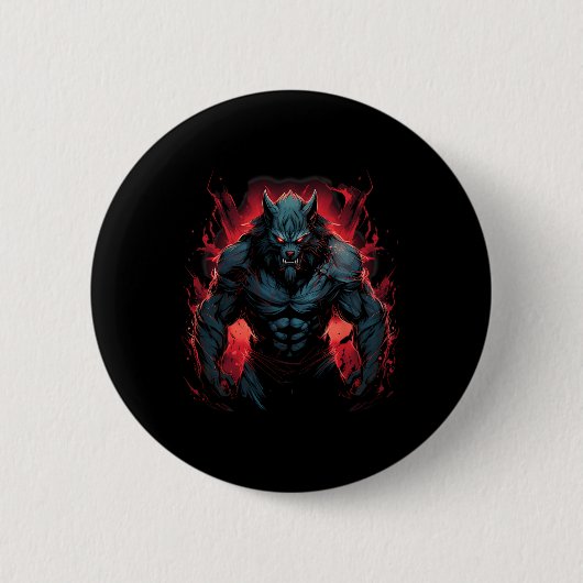 Beängstigender Werwolf Full Moon Halloween Kostüm Button (Vorderseite)