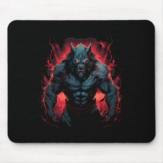 Beängstigender Werwolf Full Moon Halloween Kostüm  Mousepad (Vorne)