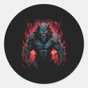 Beängstigender Werwolf Full Moon Halloween Kostüm Runder Aufkleber