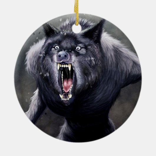 beängstigender Werwolf Keramik Ornament (Hinten)
