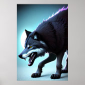 Beängstigender Wolf mit Zähnen | AI Art Poster (Vorne)