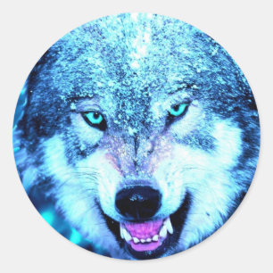 Beängstigender Wolf Runder Aufkleber