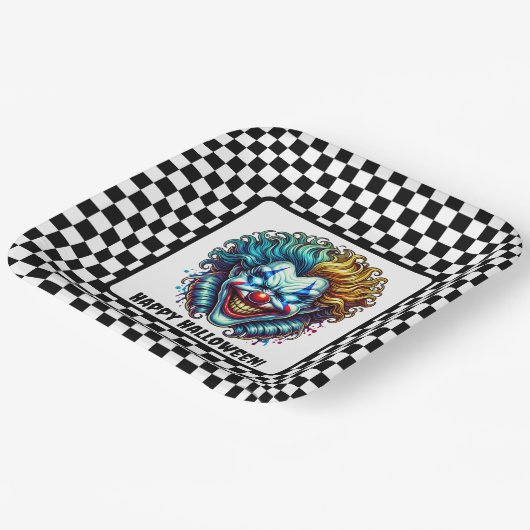 Beängstigender Zirkus Clownspieß Halloween-Papierp Pappteller (Gewinkelt)