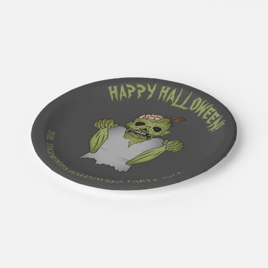 Beängstigender Zombie Personalizable Halloween-Ere Pappteller (Schrägansicht)